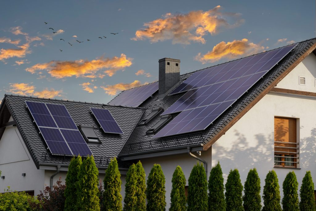 Solar panels on a residence roof