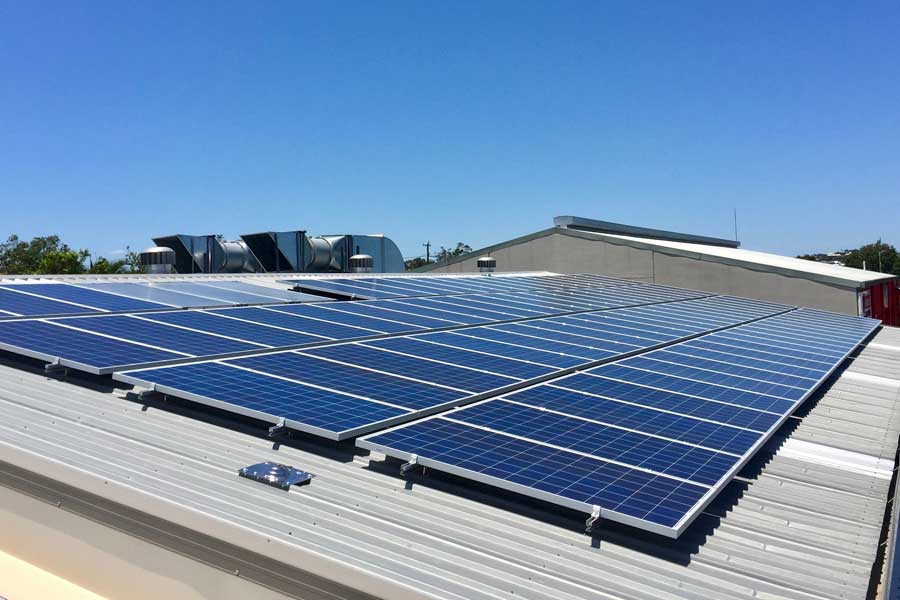 Solar panels on a workshop roof