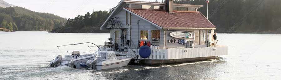 Boat house with solar panels