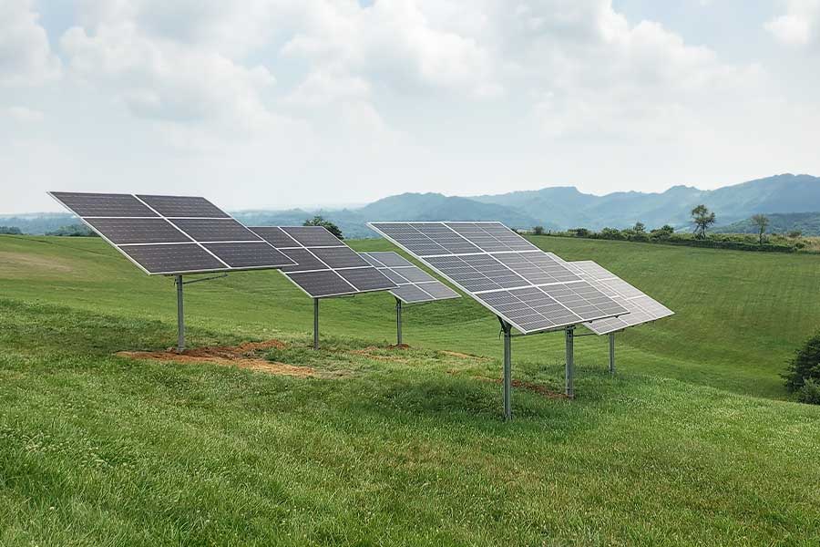 Solar panels in a field